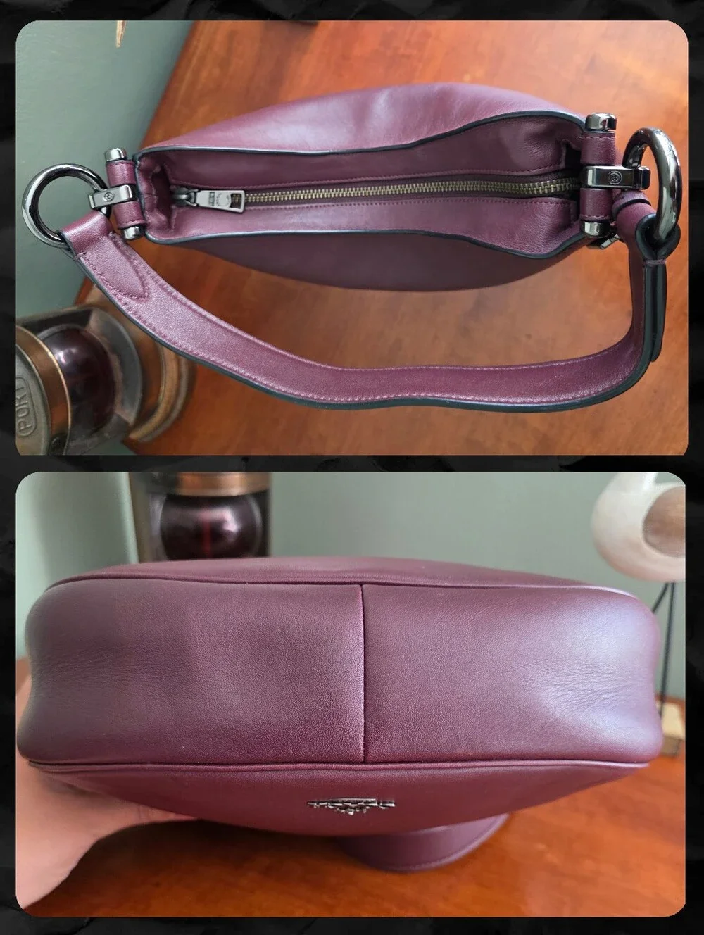 Coach 21025E Mae Hobo Oxblood Leather Shoulder Crossbody Bag
